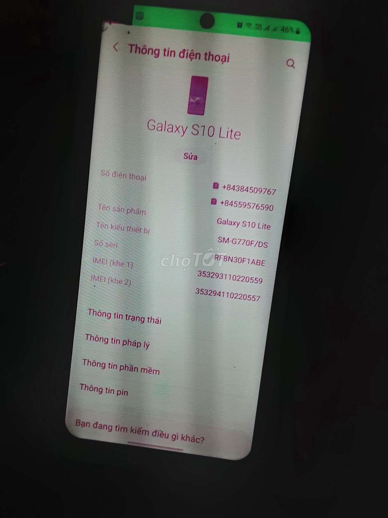 Samsung Galaxy S10 Lite Hư màn hình. Mua bán Điện thoại tại Quận Gò Vấp Tp Hồ Chí Minh được đăng bởi phúc hình 1