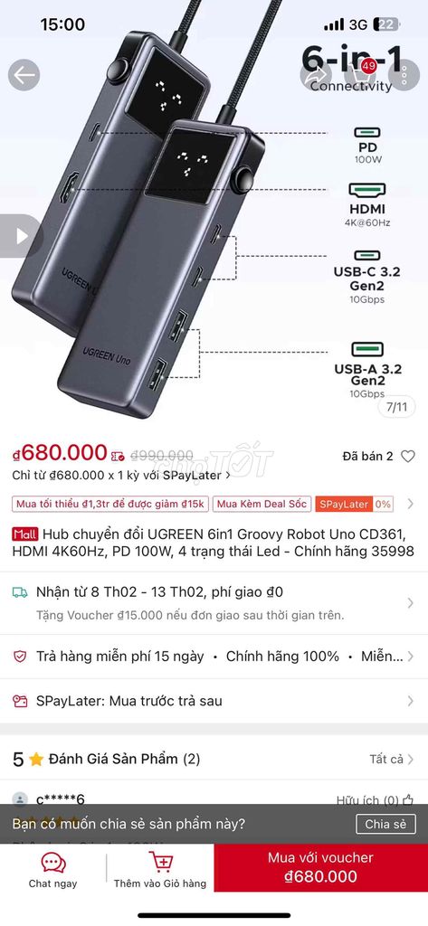 hub chuyển đổi 6 in 1