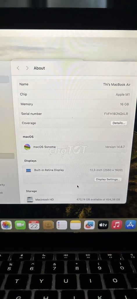 Apple Macbook Air M1 13.3 inch 16GB/512GB. Mua bán Laptop tại Huyện Hóc Môn Tp Hồ Chí Minh được đăng bởi Vũ Hồng Thiên Bảo hình 1
