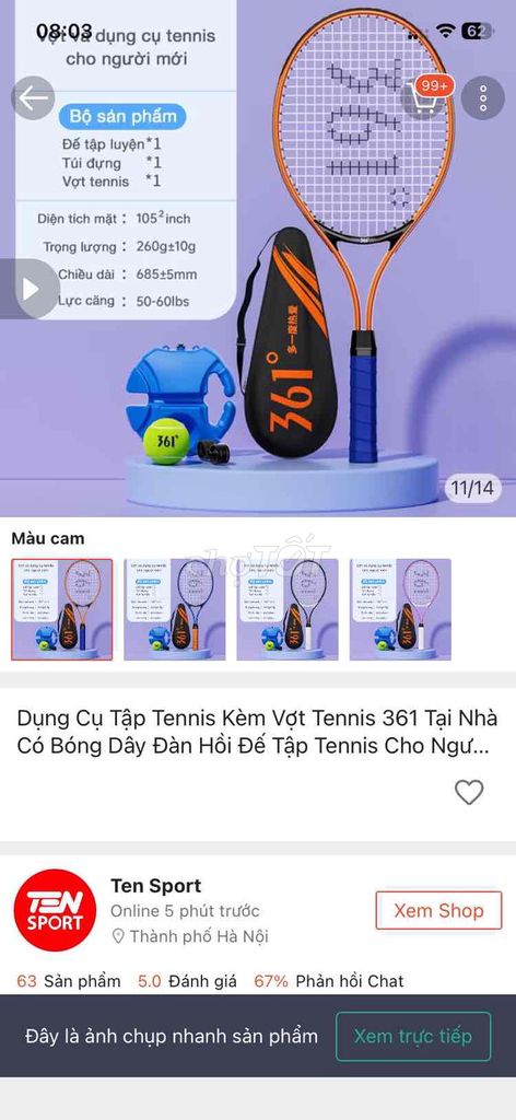 Bộ dụng cụ tennis 361. Mua bán Đồ thể thao, Dã ngoại tại Huyện Tuy Phước Bình Định được đăng bởi Phương hình 1