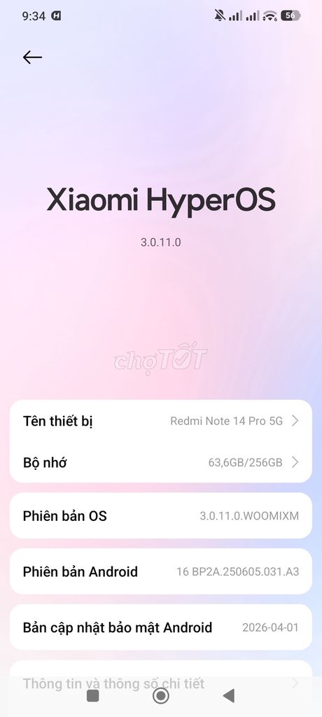 Xiaomi Redmi Note 14 Pro 5G 256GB Đã sử dụng. Mua bán Điện thoại tại Huyện Hiệp Hòa Bắc Giang được đăng bởi Anh Tuấn Trần hình 1