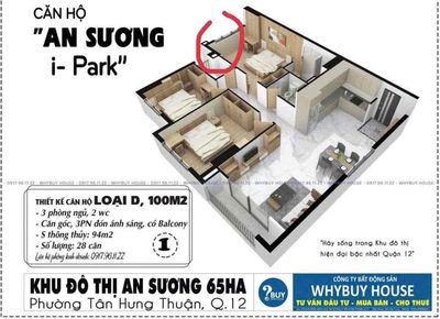 Share phòng căn hộ chung cư 3 phòng ngủ.