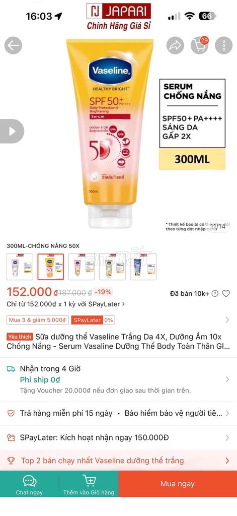 chống nắng body vaseline. Mua bán Phụ kiện thời trang khác tại Quận Phú Nhuận Tp Hồ Chí Minh được đăng bởi uyên ??? hình 1