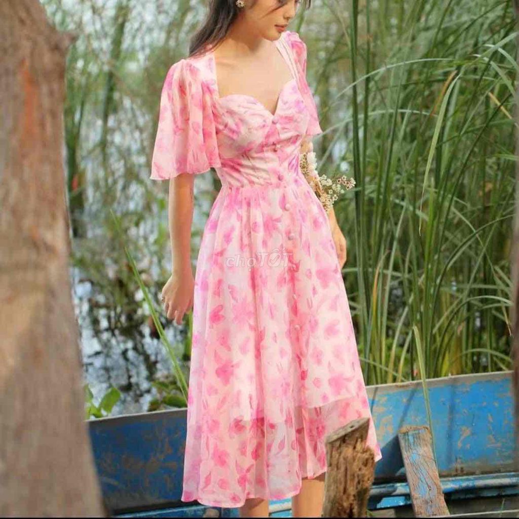 Đầm Nữ Sò Vintage Cổ điển Hồng. Mua bán Quần áo tại Thành phố Thuận An Bình Dương được đăng bởi Nhung hình 1