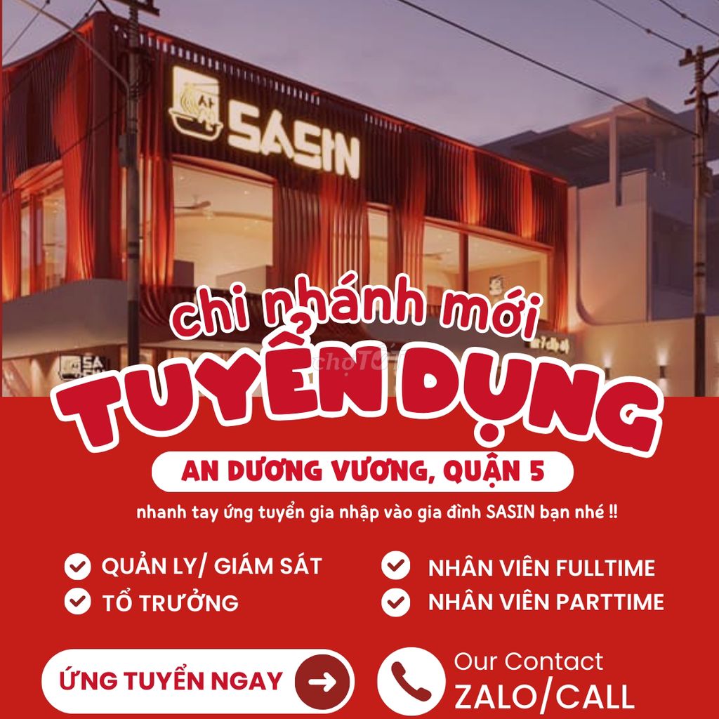 [CN MỚI Q.5] TUYỂN DỤNG NHÂN VIÊN NHÀ HÀNG MỚI