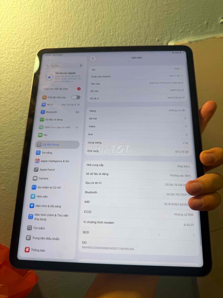 Apple iPad Pro M1 12.9 inch 1TB 16GB Xám. Mua bán Máy tính bảng tại Quận Hoàng Mai Hà Nội được đăng bởi chu  hình 1