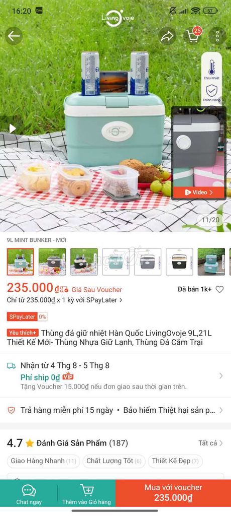 Thùng đá LivingOvoje 9L Xanh bạc hà. Mua bán Dụng cụ nhà bếp tại Quận 12 Tp Hồ Chí Minh được đăng bởi Nguyễn Khánh Ly hình 1