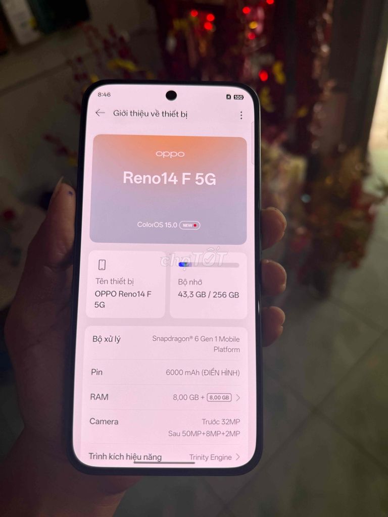 Cần bán oppo reno 14F 5G zin đẹp chính hãng còn bh. Mua bán Điện thoại tại Thành phố Biên Hòa Đồng Nai được đăng bởi Thonglee hình 1