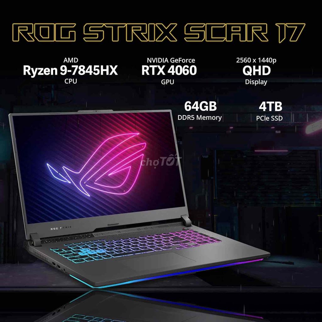 Asus ROG Strix G17 G713PV R9-7845HX ,64GB ,4TB SSD