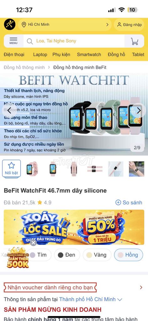 BeFit WatchFit Hồng Silicone 46.7mm. Mua bán Thiết bị đeo thông minh tại Huyện Đông Anh Hà Nội được đăng bởi Tên chưa cung cấp hình 1