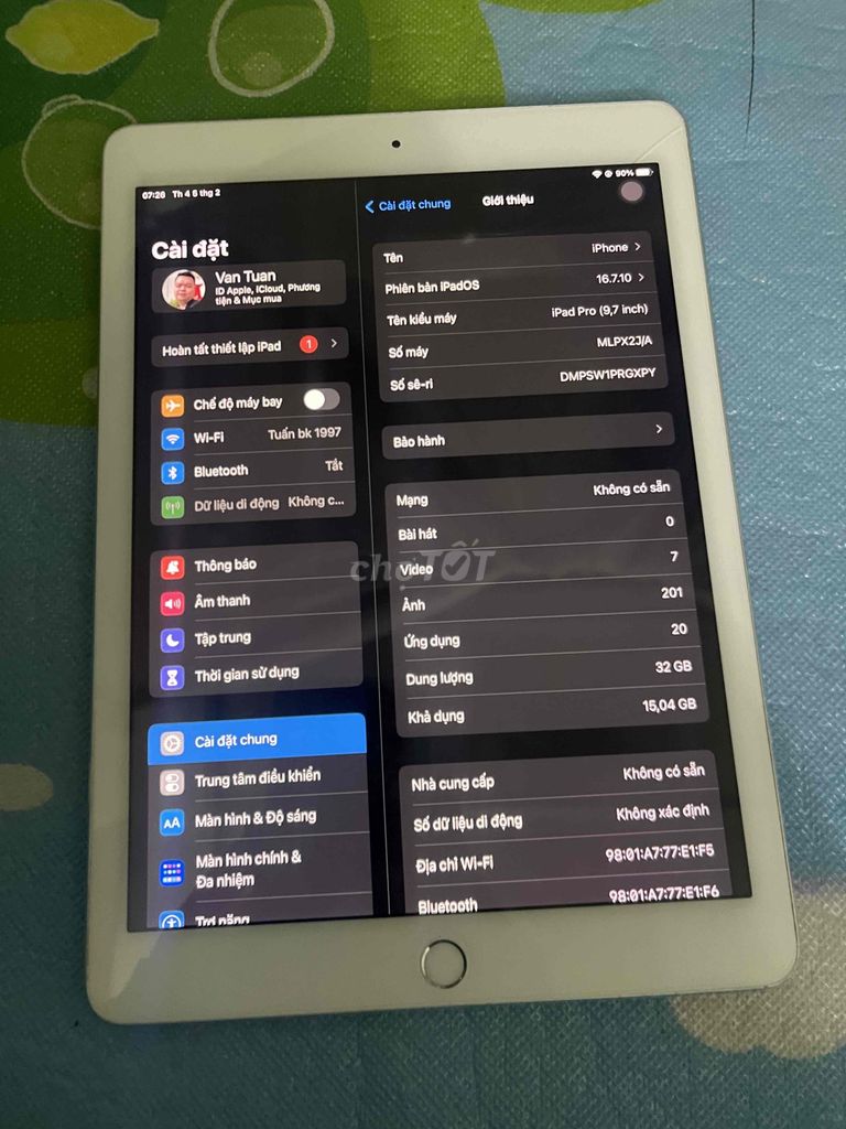 cần bán ipad pro 9.7. 32gb có khay sim máy zin