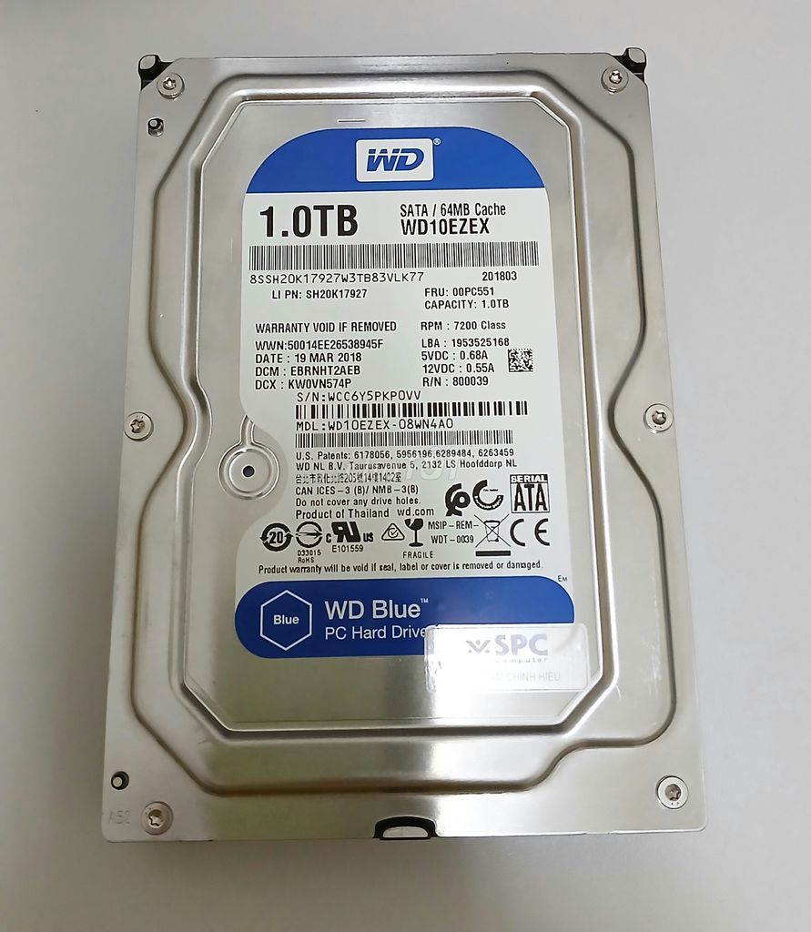 Ổ cứng HDD WD Blue 1TB 7200RPM - Made in Thailand. Mua bán Linh kiện (RAM, Card...) tại Quận 3 Tp Hồ Chí Minh được đăng bởi A. Nguyen hình 1