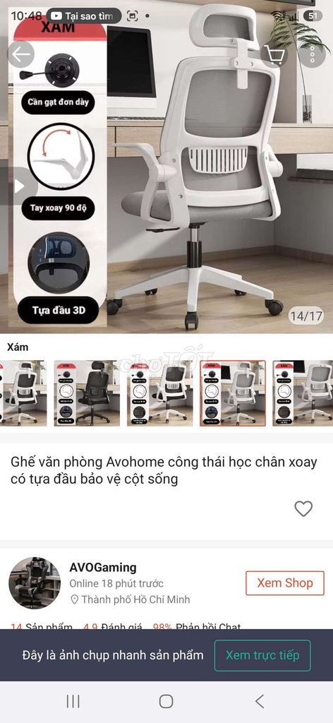 Bàn + Ghế công thái học Avohome Xám Lưới. Mua bán Bàn ghế tại Quận Ngũ Hành Sơn Đà Nẵng được đăng bởi Hồng Nguyễn Thị hình 1