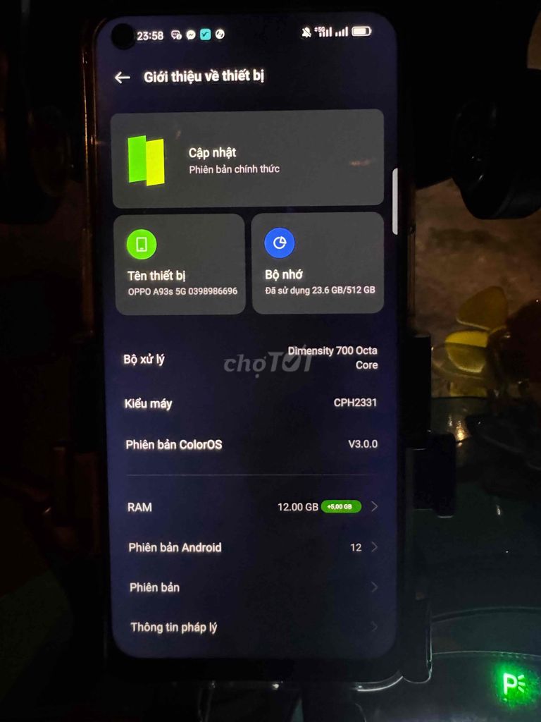 OPPO A93s 512GB Đen. Mua bán Điện thoại tại Quận Bình Thạnh Tp Hồ Chí Minh được đăng bởi My Love Forever hình 1