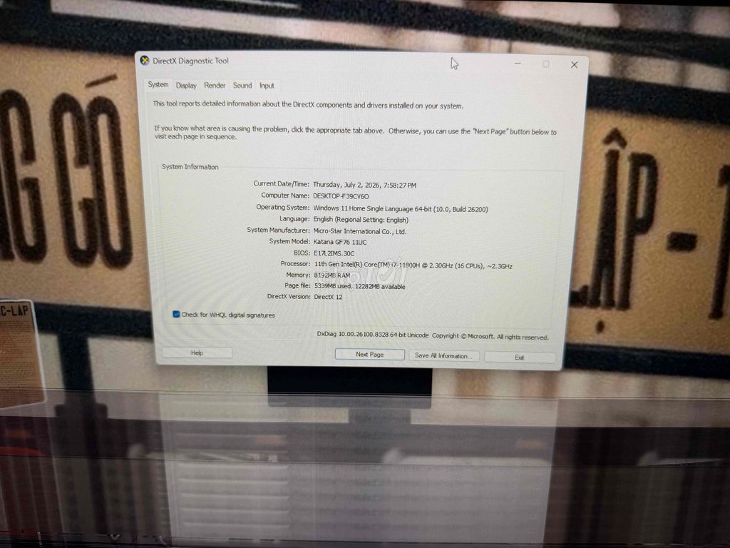 MSI Katana 15 i7-11800H RTX 3050 512GB Hư màn. Mua bán Laptop tại Quận 10 Tp Hồ Chí Minh được đăng bởi Jay Lee hình 1