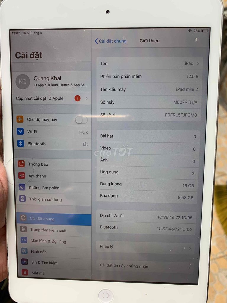 Apple iPad Mini 2 16GB Bạc. Mua bán Máy tính bảng tại Quận 6 Tp Hồ Chí Minh được đăng bởi Quang Khải hình 1