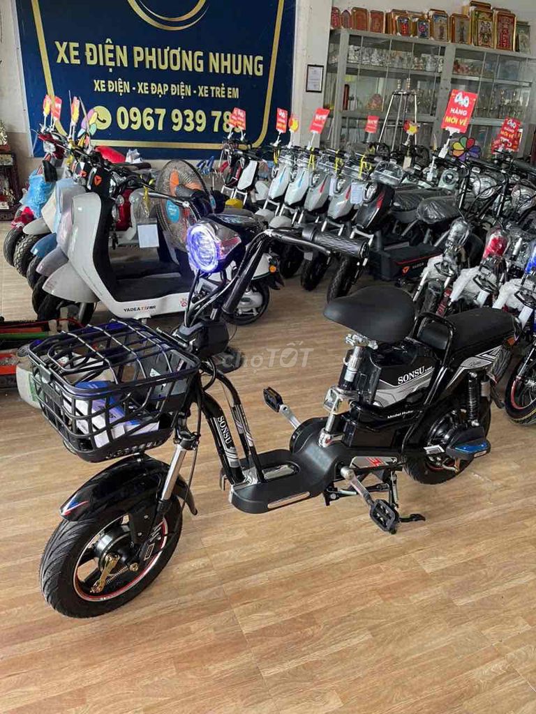 Xe đạp điện Sonsu Ruby Đen. Mua bán Xe điện tại Huyện Phụng Hiệp Hậu Giang được đăng bởi XE ĐIỆN PHƯƠNG NHUNG  hình 1