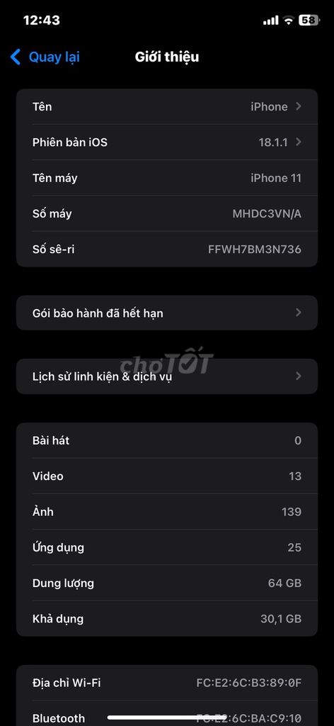 Apple iPhone 11 64GB Tím. Mua bán Điện thoại tại Quận 6 Tp Hồ Chí Minh được đăng bởi Trọng Nguyễn hình 1