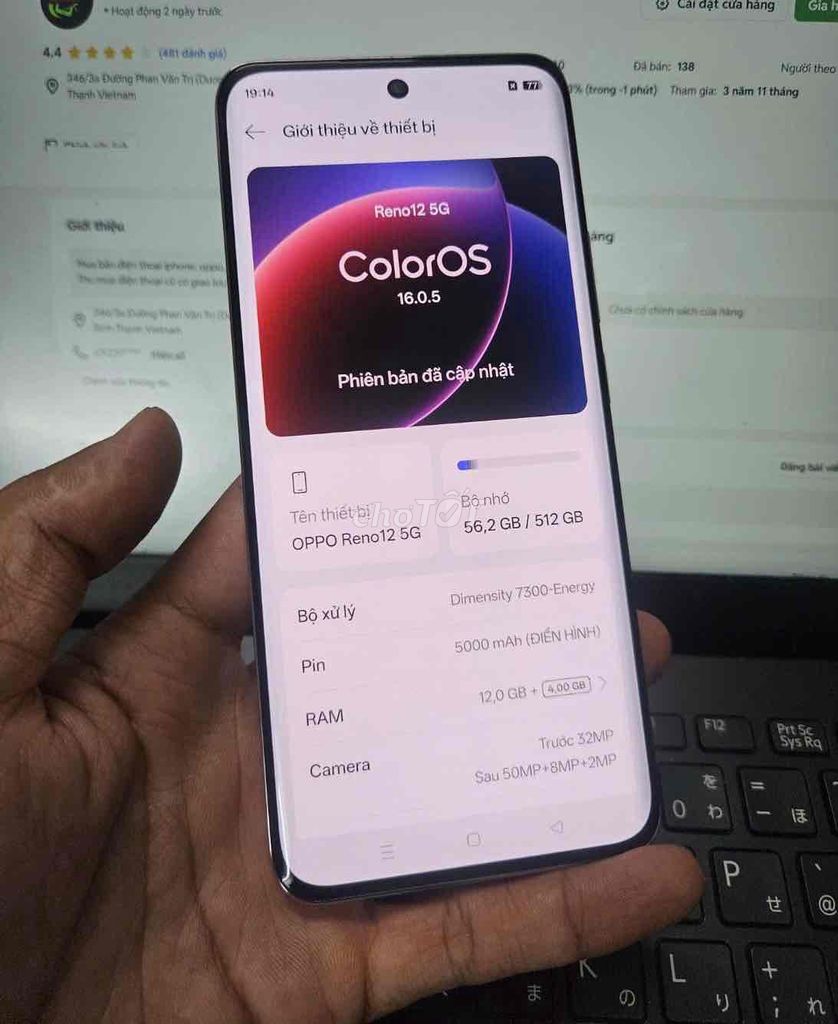 OPPO Reno 12 5G 512GB Dimensity 7300 12GB. Mua bán Điện thoại tại Quận Bình Thạnh Tp Hồ Chí Minh được đăng bởi AN MOBILE hình 1