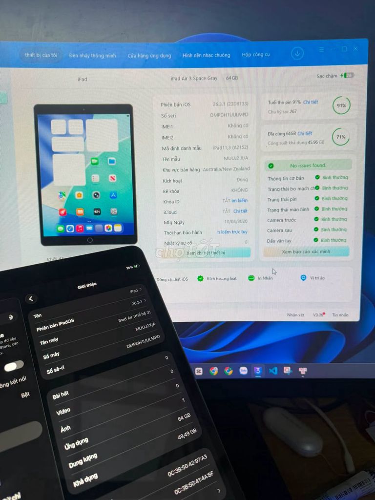 Apple iPad Air 3 64GB Space Gray 91%. Mua bán Máy tính bảng tại Quận 10 Tp Hồ Chí Minh được đăng bởi Hội Đồ Điện Tử hình 1
