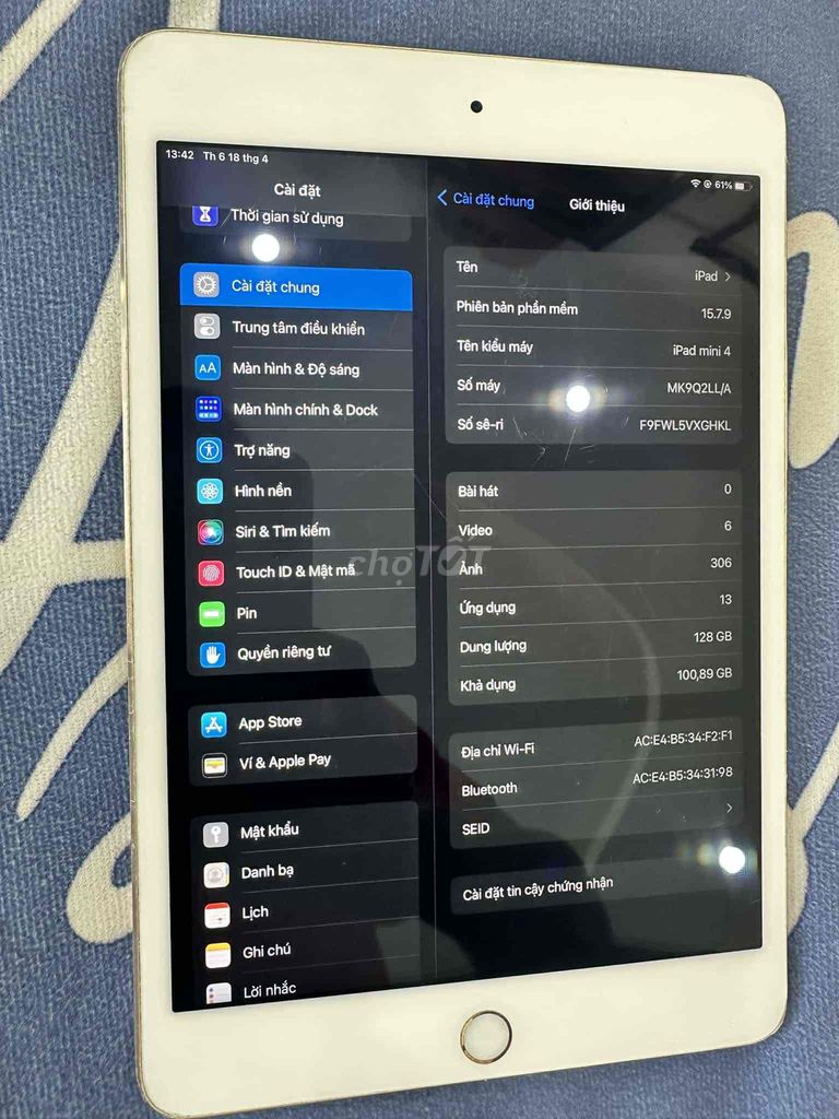 ipad mini 4 128gb. Mua bán Máy tính bảng tại Thành phố Huế Thừa Thiên Huế được đăng bởi cuonglion hình 3