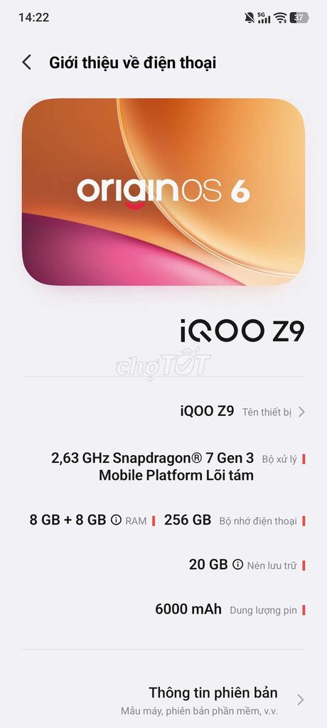 iQOO Z9 8GB/256GB 97%. Mua bán Điện thoại tại Thị xã Mỹ Hào Hưng Yên được đăng bởi Kola hình 1