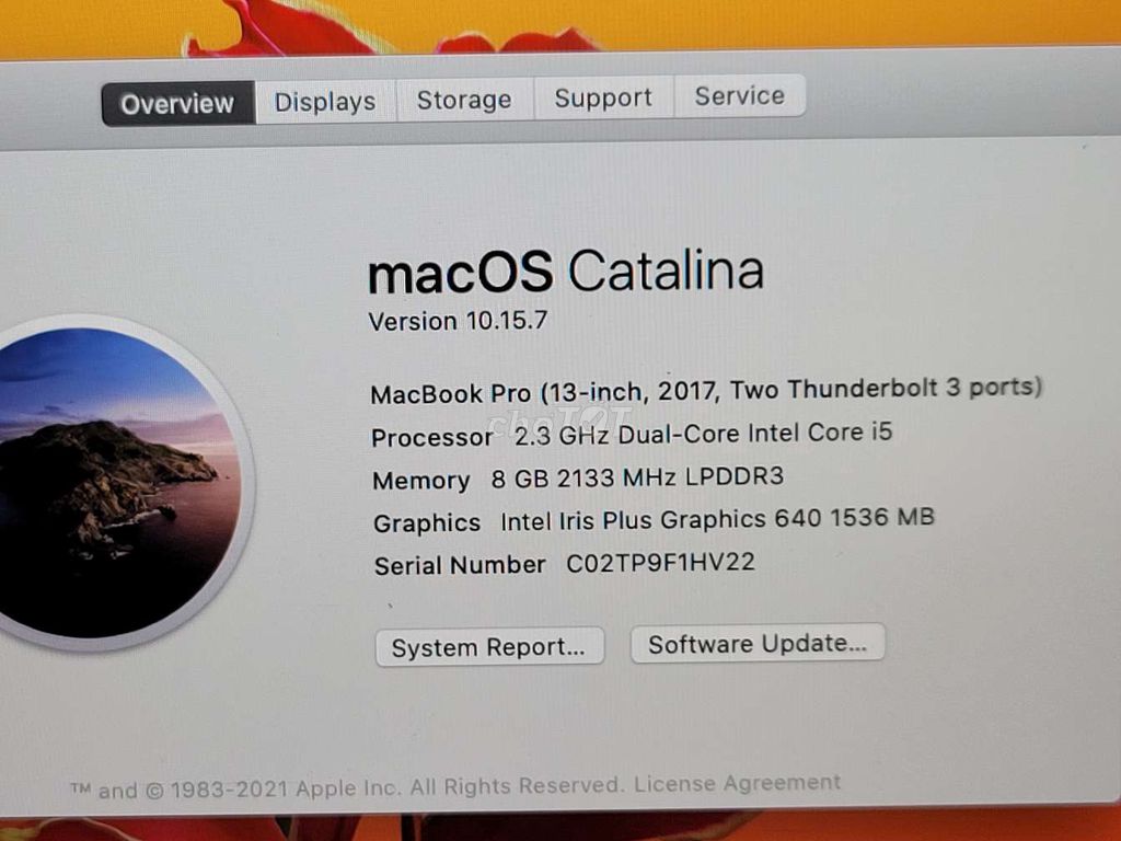 Macbook pro 2017 13in I5 2.3g 8g 128g loa hay