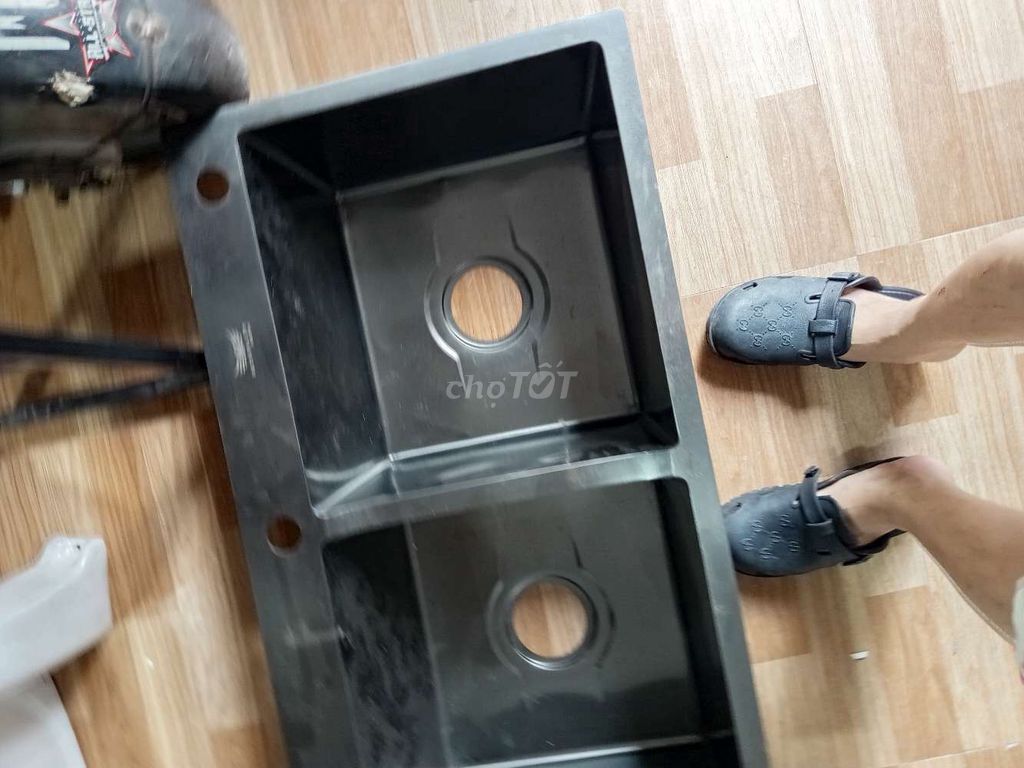 Chậu rửa chén Inox đúc 2 hố. Mua bán Thiết bị vệ sinh, nhà tắm tại Quận Hoàng Mai Hà Nội được đăng bởi trương trí dũng hình 1
