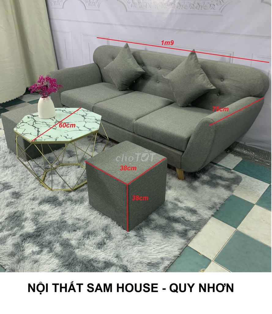 BỘ GHẾ SOFA BĂNG TAY CONG NỆM THÁO RỜI Ở QUY NHƠN