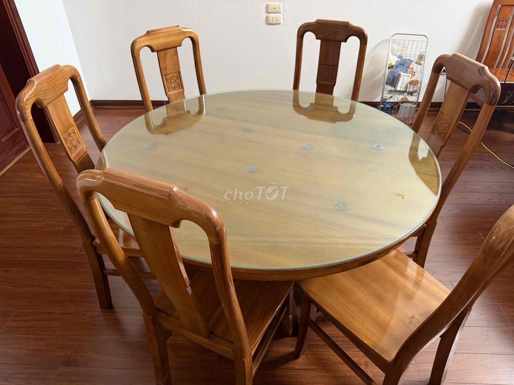 Bộ bàn ăn Gỗ Kính Tròn 1.2m 10 ghế. Mua bán Bàn ghế tại Quận Ba Đình Hà Nội được đăng bởi Việt hình 1