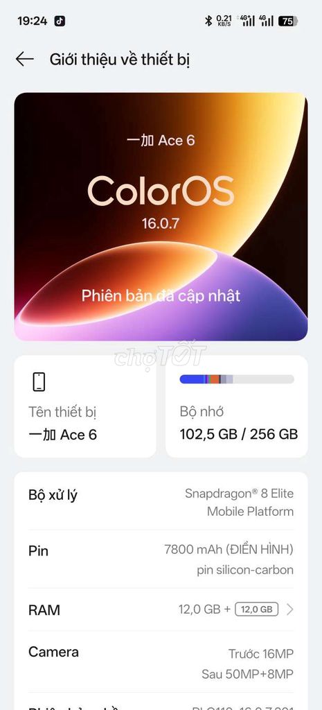 OnePlus Ace 6 256GB Đen. Mua bán Điện thoại tại Huyện Hậu Lộc Thanh Hóa được đăng bởi Chung Tống Văn hình 1