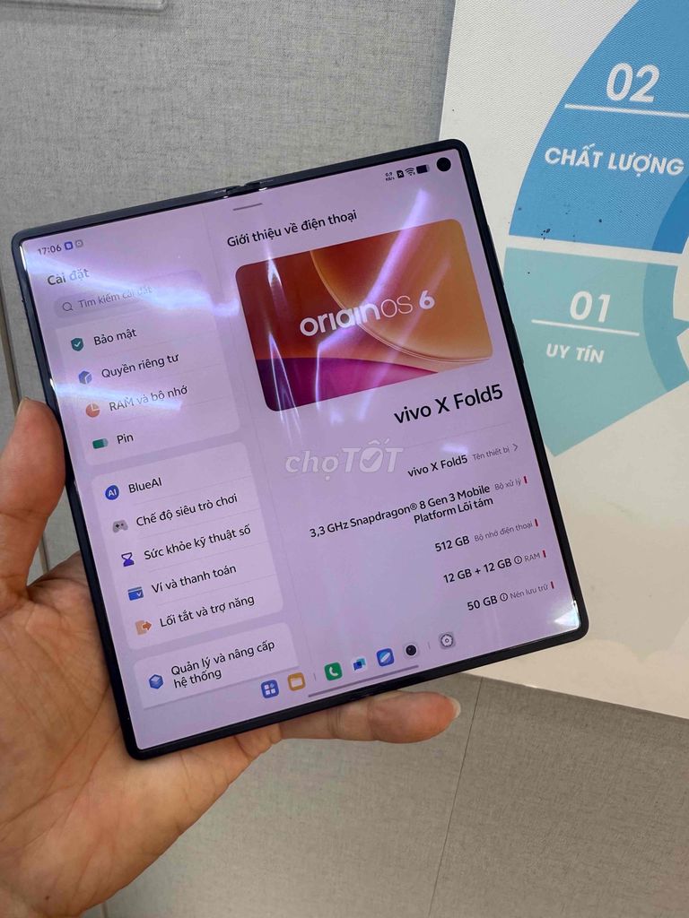 Vivo X Fold 5 12GB/512GB Đen Đã sử dụng. Mua bán Điện thoại tại Quận Ngô Quyền Hải Phòng được đăng bởi Trần tuấn anh hình 1