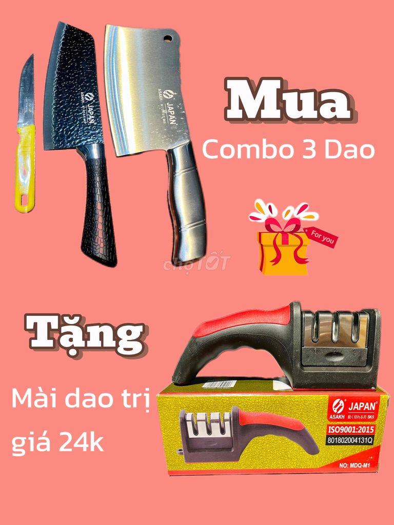 Set 3 Dao gọt, thái, chặt JAPAN Tặng Mài Dao