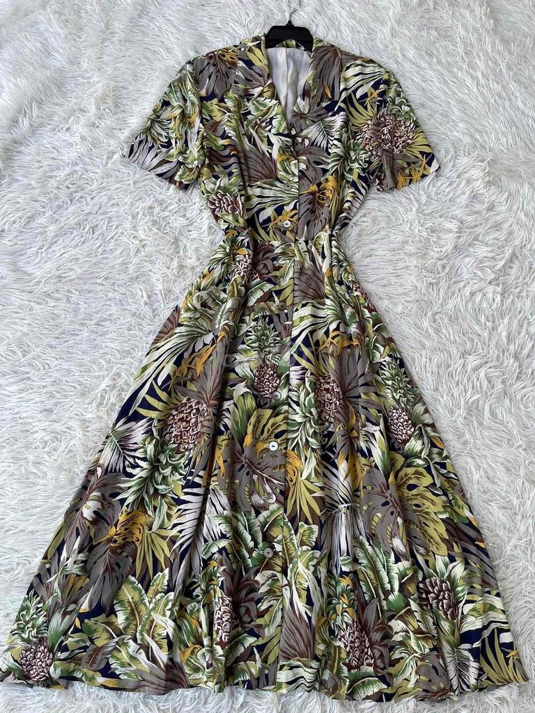 Đầm Nữ Voan Lụa Hoạ Tiết Lá Vintage M. Mua bán Quần áo tại Huyện Trảng Bom Đồng Nai được đăng bởi Shop Toàn Express Businesses hình 1