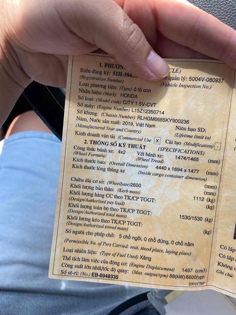 Honda City 2019 1.5 CVT - Thương Lượng nhẹ. Mua bán Ô tô tại Quận Bình Tân Tp Hồ Chí Minh được đăng bởi Thanh Thanh hình 12