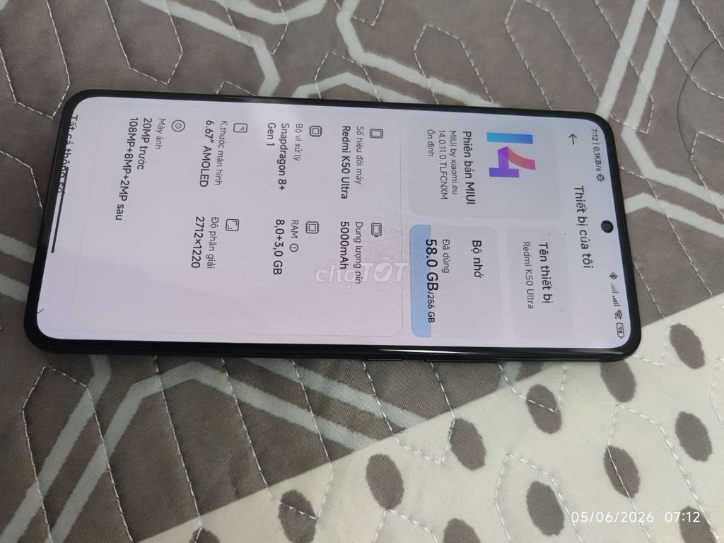 Xiaomi Redmi K50 Ultra Đen 256GB. Mua bán Điện thoại tại Thành phố Sầm Sơn Thanh Hóa được đăng bởi jonk wick hình 1