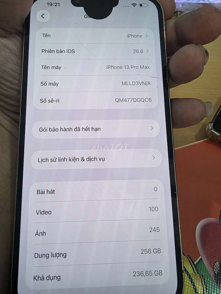 Apple iPhone 13 Pro Max 256GB Nứt kính, nứt lưng. Mua bán Điện thoại tại Quận Bình Tân Tp Hồ Chí Minh được đăng bởi Long hình 1