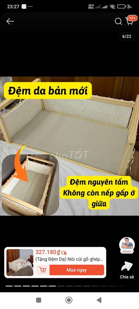 Nôi cũi gỗ đã sử dụng. Mua bán Mẹ và bé tại Huyện Bình Chánh Tp Hồ Chí Minh được đăng bởi Yến Lê hình 1