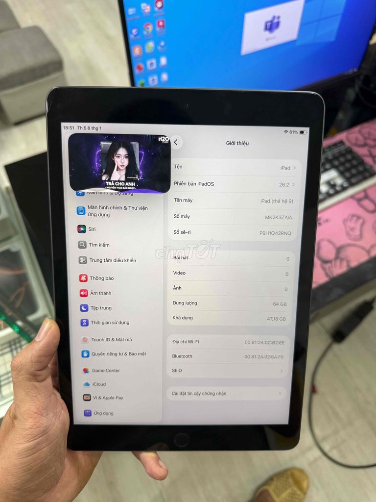 Apple iPad Gen 9 64GB Xám giá rẻ. Mua bán Máy tính bảng tại Thành phố Biên Hòa Đồng Nai được đăng bởi Tuấn Danh hình 1