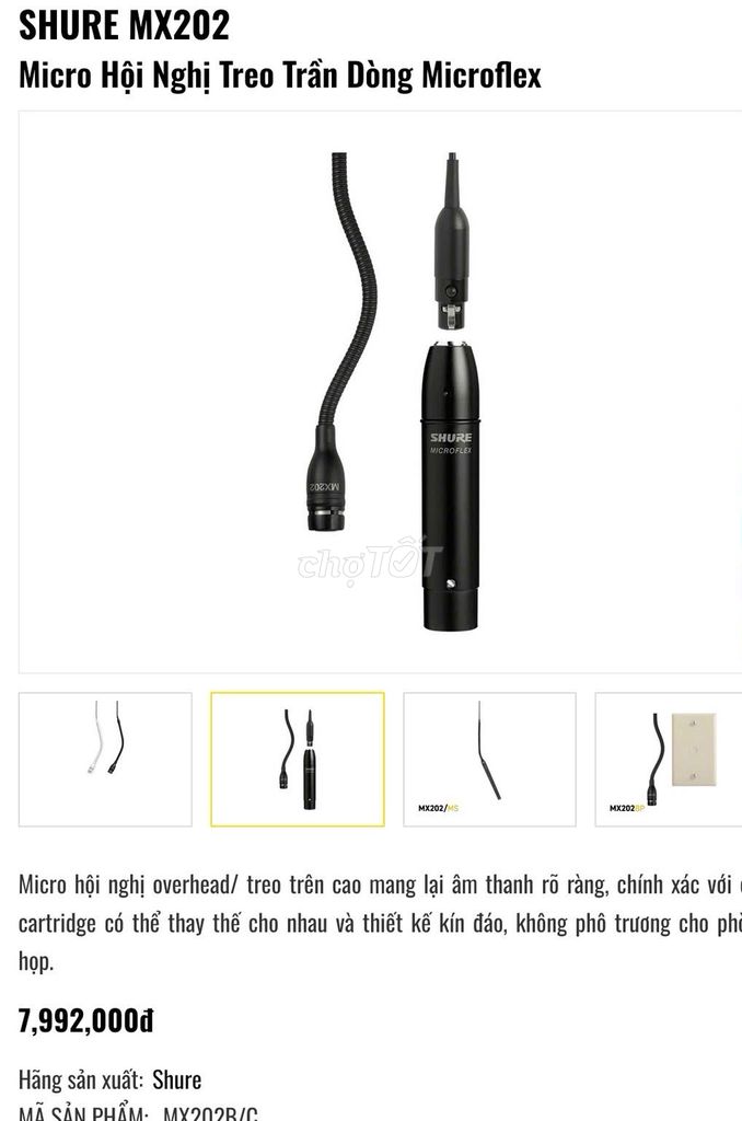 Microphone Shure MX202 Đen Hội nghị. Mua bán Tivi, Âm thanh tại Quận Hai Bà Trưng Hà Nội được đăng bởi Kapa2H208 hình 1