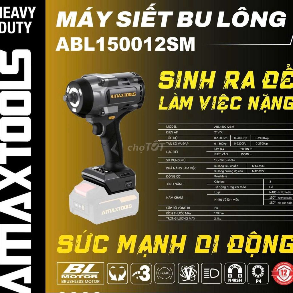 Máy siết bu lông AMAXTOOLS ABL150012SM 21V. Mua bán Đồ chuyên dụng, Giống nuôi trồng tại Huyện Châu Thành Hậu Giang được đăng bởi Duy Nguyễn Cái Răng hình 1