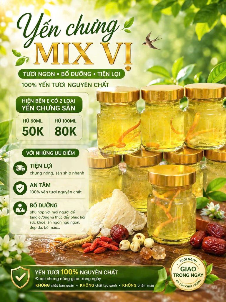 Yến chưng Mix vị hũ 60ml Yến tươi. Mua bán Đồ ăn, thực phẩm và các loại khác tại Huyện Bình Chánh Tp Hồ Chí Minh được đăng bởi HỒNG ÂN YẾN hình 1