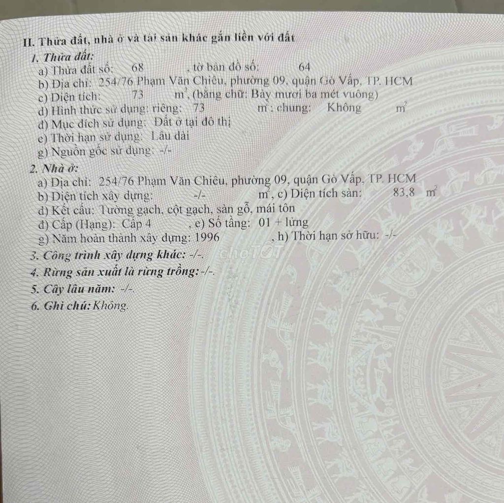 Bán nhà 310/ Phạm Văn Chiêu, Phường 9. Mua bán nhà ở tại Quận Gò Vấp Tp Hồ Chí Minh được đăng bởi Nguyễn Thắng hình 3