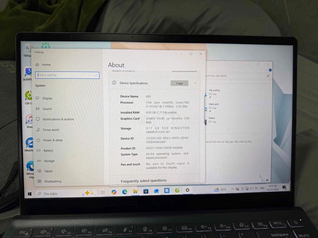 MSI Modern 14D3 i5 14 inch 8GB/256GB. Mua bán Laptop tại Quận Hải Châu Đà Nẵng được đăng bởi Le hình 1