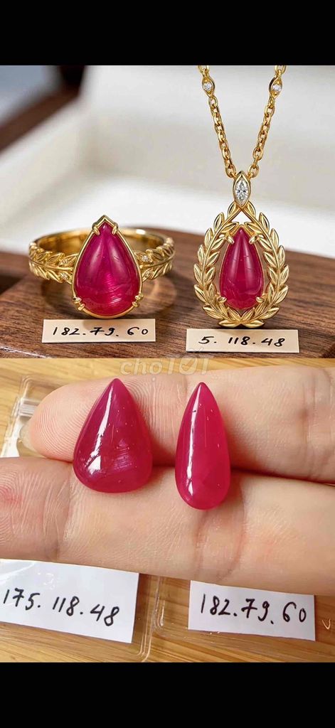 (Ms2627) Đá quý Ruby huyết kính dáng giọt nước