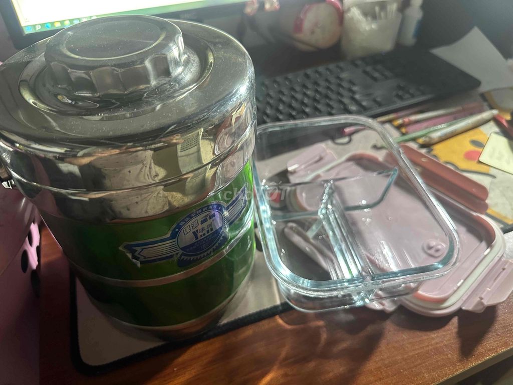 Cặp lồng Thủy tinh Inox size To. Mua bán Dụng cụ nhà bếp tại Quận Thanh Xuân Hà Nội được đăng bởi Thanh Nga hình 1