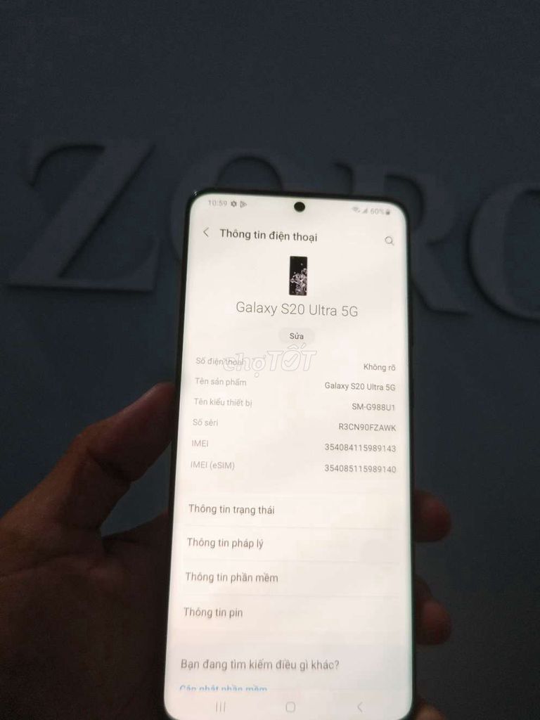 Samsung S20 Ultra 12/128GB Đen. Mua bán Điện thoại tại Thành phố Sóc Trăng Sóc Trăng được đăng bởi ZORO CHUYÊN SỌC hình 1