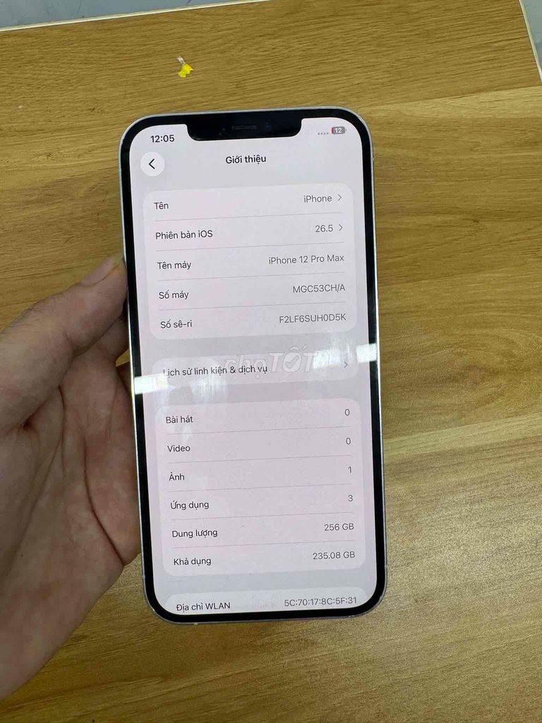 Apple iPhone 12 Pro Max 256GB Bạc. Mua bán Điện thoại tại Huyện Thanh Trì Hà Nội được đăng bởi Nhật Vượng  hình 1