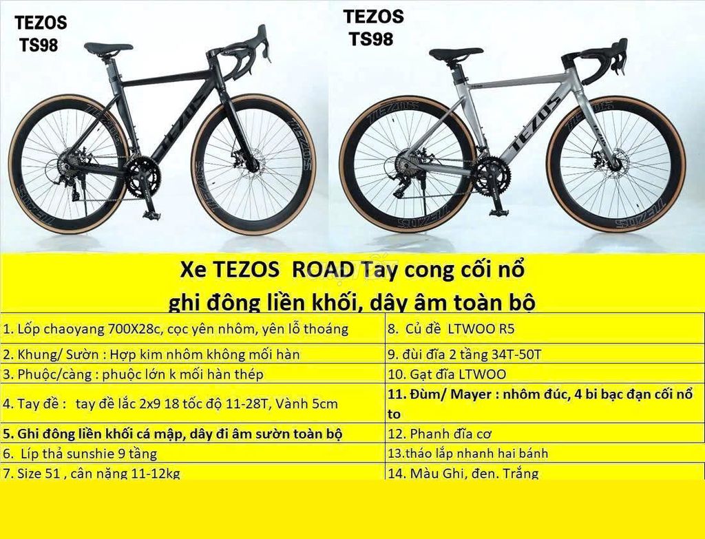 Xe đạp Xe đạp đua TEZOS TS98 Hợp kim nhôm - 132652529