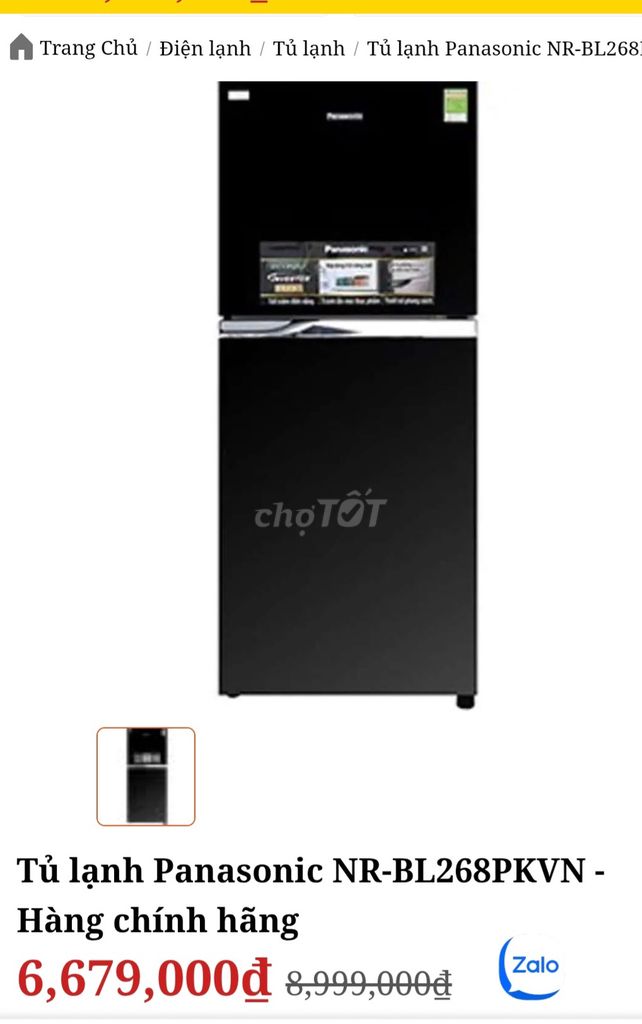 Tủ lạnh Panasonic 234 lít Inverter. Mua bán Tủ lạnh tại Quận Cầu Giấy Hà Nội được đăng bởi Nguyễn Đức Huy hình 1